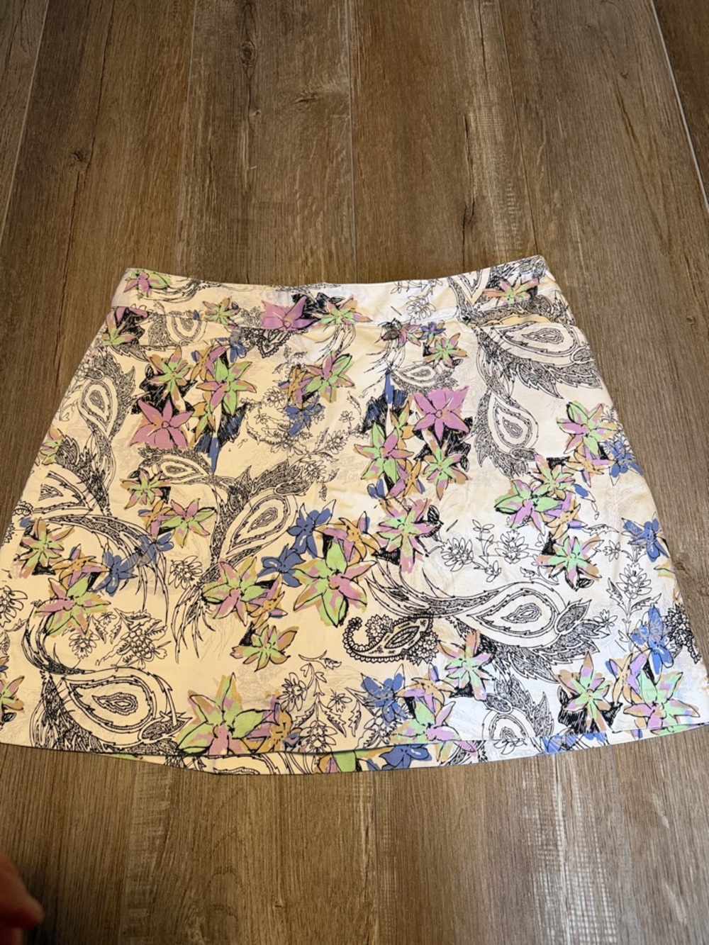 Lady Hagen White Mini Skort with Pastel Floral & Paisley Print